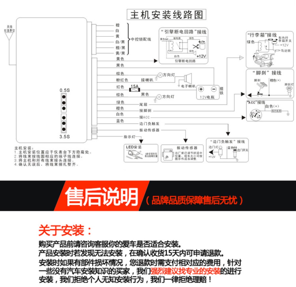 凯琪盛汽车防盗报警器遥控中控锁功能单向防盗器12v通用型