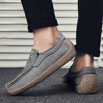 Summer sloth bean-bean shoes mens shoes casual shoes genuine leather Inron breathable no shoestring driving shoes Snail Tide Shoes Man