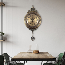 Polaris wall clock living room household European metal quartz clock pendulum clock simple fashion hanging watch clock creative clock