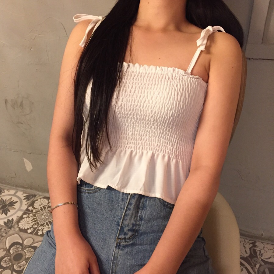 2018新款chc 风抹胸式松紧褶皱 荷叶边打结吊带背心 3色女