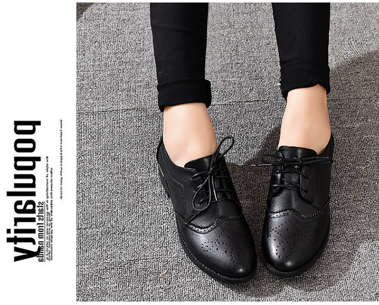 菲拉格慕皮鞋序號 百麗菲比2020秋季韓版學生平跟系帶平底單鞋女小皮鞋 皮鞋