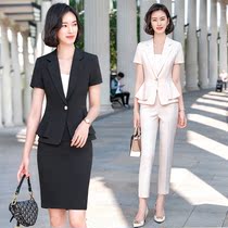 Summer new slim slim short sleeve high-end professional suit set womens hotel front desk beauty salon work clothes