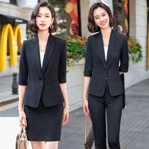 Summer spring and autumn professional wear womens suits slim mid-sleeve small suit dress OL formal beautician work clothes