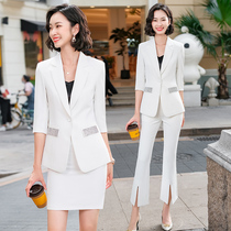 Mid-Sleeve Suit Set Orange Slim Slim Career Overalls Half sleeve Thin White Suit