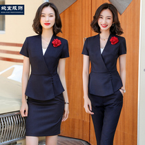 Flight attendant uniforms women Summer new short sleeve suit skirt hotel front desk jewelry beautician work clothes