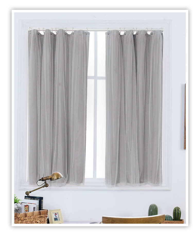 窗帘免打孔安装 全遮光布2020年新款北欧简约小短窗户隔热防晒帘