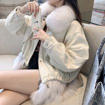 Pike womens 2022 new fox fur fur inner timid medium long young jacket coat winter