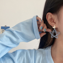2020 new earrings Korean Net red temperament earrings modified face hollow five-pointed star s925 silver earrings