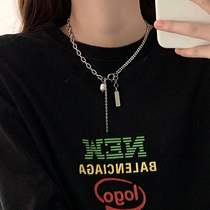 ins hip hop cold wind chain choker Net Red simple temperament double layer rhinestone necklace cool tide pendant neck chain