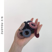 Telephone line Hairband Morandi color Korean cute high elastic hair rope simple leather band headstring tie hair F045