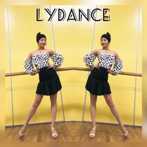 LYDIANCE Latin dance dress Black and white points Frolicle Sleeves Hip half body skirt Folds Dance Practice Pants slim fit