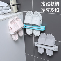 Bathroom foldable Slipper rack toilet non-perforated wall-mounted rack multifunctional shoe storage artifact