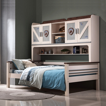 All solid wood childrens wardrobe bed small family boy multi-function bed cabinet integrated bed with storage space