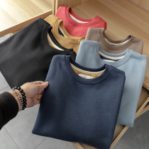 Pure running volume to earn word of mouth Japanese simple and versatile solid color base shirt plus velvet warm sports and leisure sweater tide