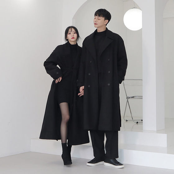 Mao woolen coat men's and women's same winter thick medium -long loose loose couple coat men's woolen woolen trench coat autumn and winter Mao woolen coat men's and women's same winter thick medium -long loose loose couple coat men's woolen woolen trench coat autumn and winter