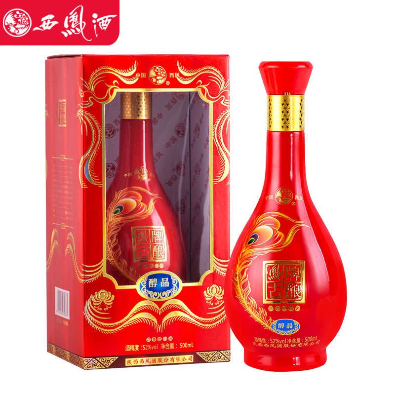 西凤酒浓香型52度凤牌古酿醇品级国产白酒婚宴特价整箱礼盒装