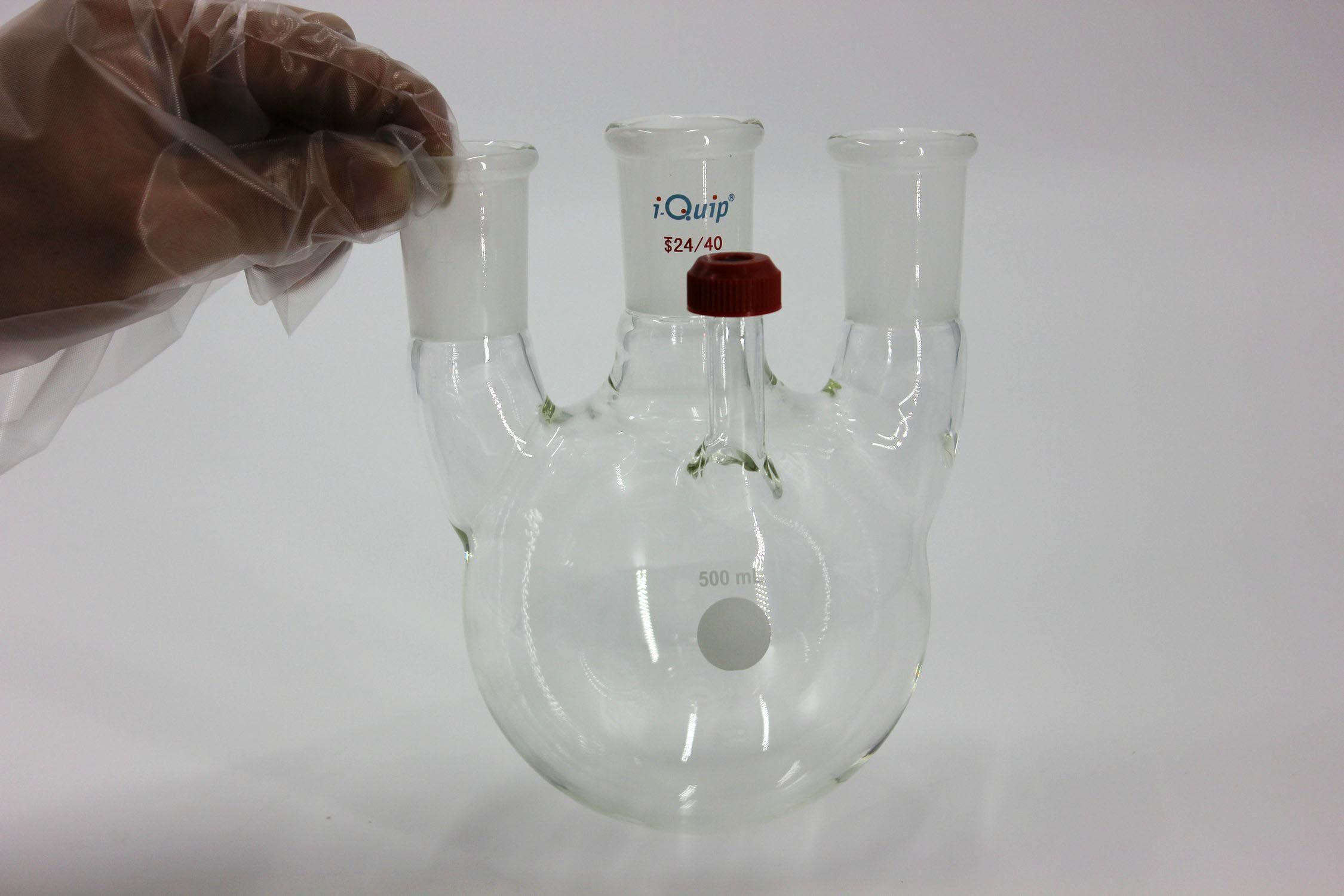 芯硅谷f4021侧边具螺纹的四口圆底烧瓶高硼硅500ml2000ml