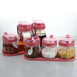 厨房用品玻璃调料盒盐罐调味罐家用佐料瓶收纳盒组合装调味瓶套装