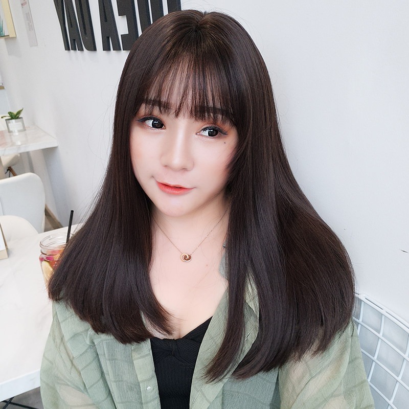 假发女长直发隐形无痕气质修脸整顶自然空气齐刘海网红锁骨发头套