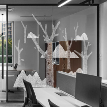 New Chinese Retro Restaurant Shop Window Transparent Static Film Office Partition Office Partition Decorative Art Glass Stickers Custom