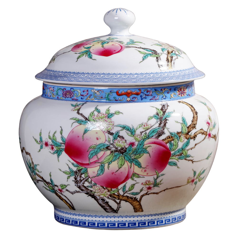 Jingdezhen ceramic barrel ricer box store meter box 25 kg sealed with cover/household moistureproof insect - resistant rice flour