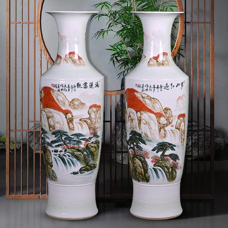 Jingdezhen ceramics vase of hand - made luck to heavy landing, a large sitting room decoration to the hotel opening furnishing articles