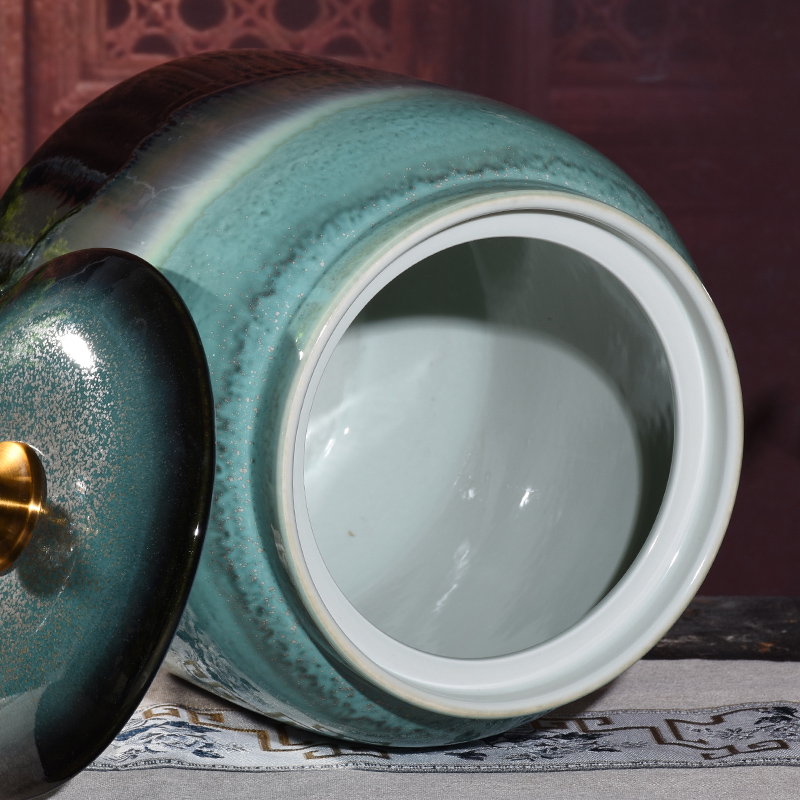 Jingdezhen ceramic barrel water storage tank moistureproof kitchen oil cylinder ricer box 30 jins retro 50 kg sealed with cover cylinder