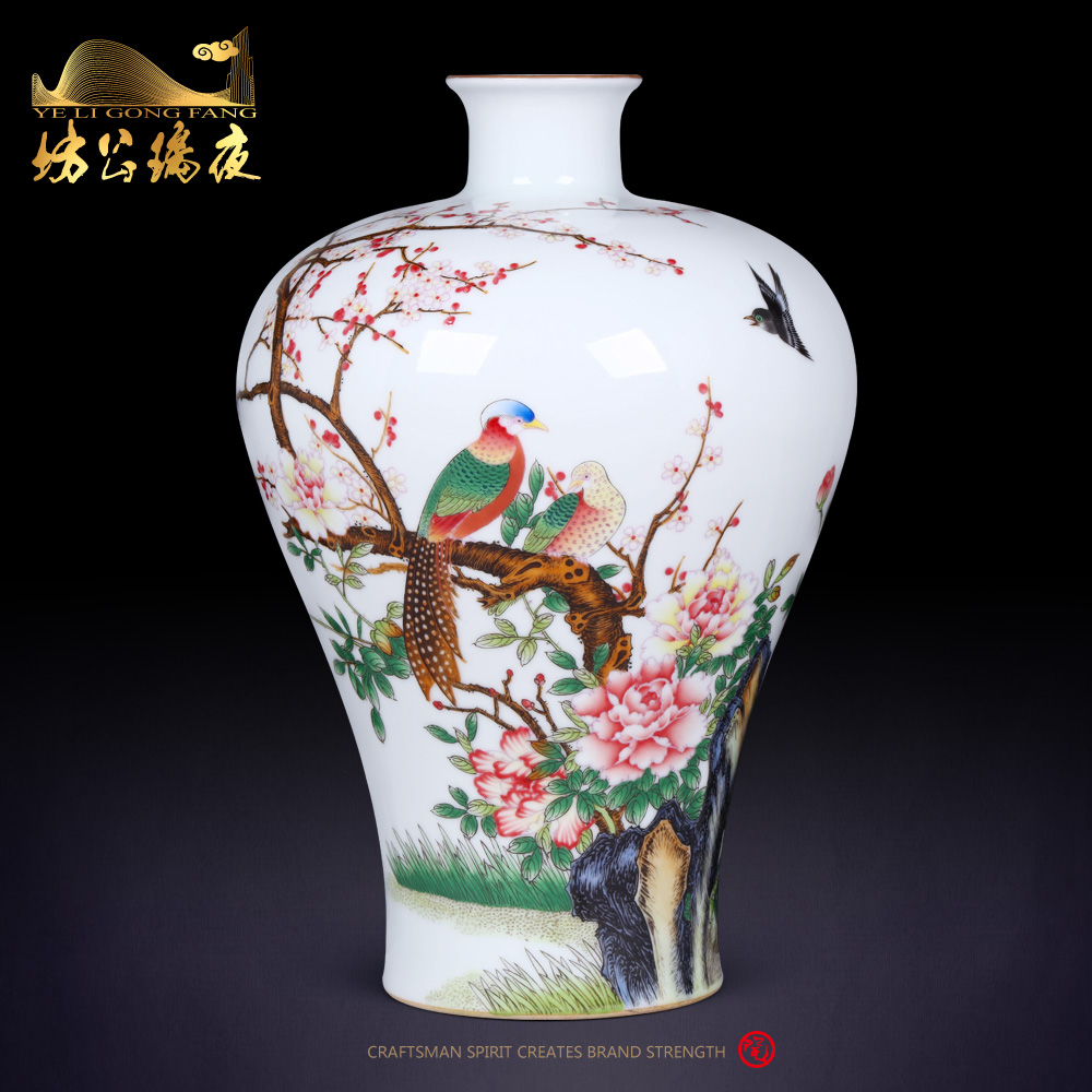 Jingdezhen ceramics beaming vase home sitting room desktop furnishing articles colored enamel decoration wedding gift