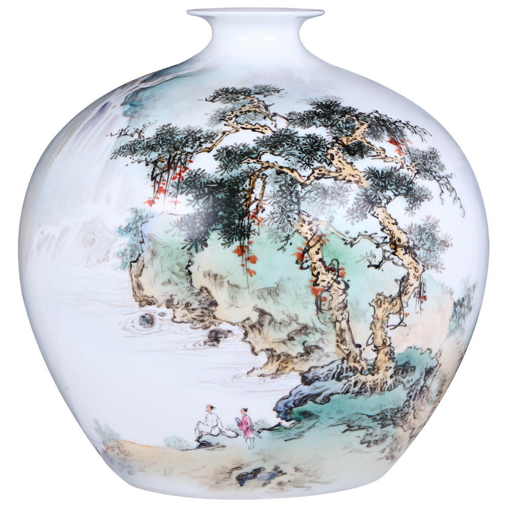 Jingdezhen ceramics furnishing articles hand - made scenery surd vase Chinese style household living room TV cabinet decoration decoration