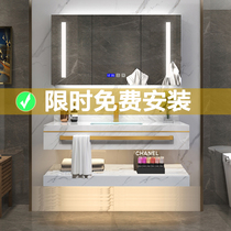 Bathroom cabinet combination Wall Wall wash basin toilet washbasin light luxury marble wash table basin bathroom cabinet