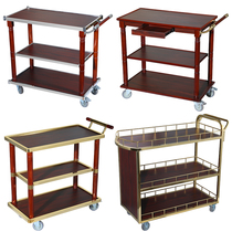 New three-story barbecue restaurant service cart hotel beverage cart wooden food delivery cart hot pot fruit plate delivery cart