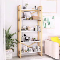 Nordic wrought iron bookshelf office shelf simple floor bookcase golden light luxury living room partition display rack