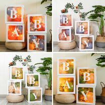 Net red transparent balloon box baby birthday layout scene decoration childrens baby Party one hundred days ins