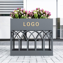 Outdoor wrought iron flower box municipal greening sidewalk flower trough shopping mall advertising flower stand flower bed sales department flower tray customization