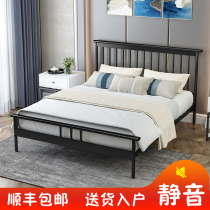 Iron Bed Double Bed Nordic Simple Modern Reinforcement Apartment 1 5 m Single Bed 1 8 residential steel rack bed