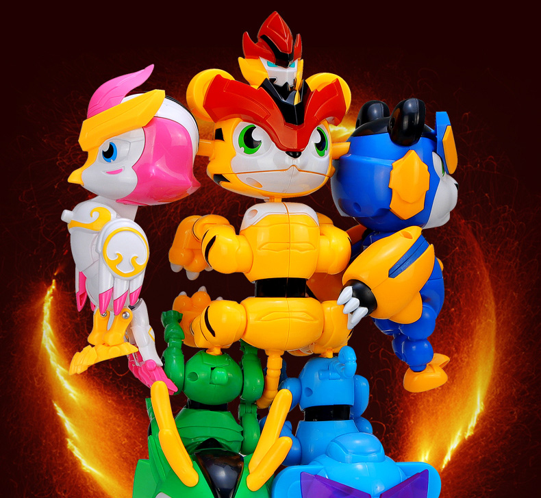 猪猪侠玩具之超星萌宠阿五超星锁五灵锁铁拳虎变形机器人公仔合体