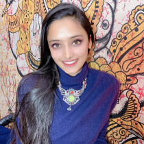 (soloni) Nepalese pure handmade inlay natural 925 silver green pine stone multi-treasure retro necklace