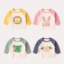 Baby Spring and Autumn Pure Cotton T-shirt Baby Spring Sleeve Dress Childrens Clothes New Spring Cartoon Top Tide