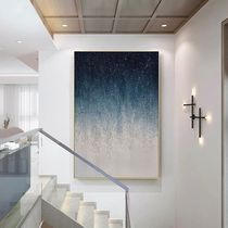 Pure hand-painted oil painting large-scale American light luxury living room porch vertical three-dimensional decorative painting abstract golden thick oil painting