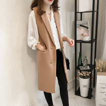 2020 Sleeveless jacket horse clip plus fat plus size new medium-length waistcoat suit vest female Korean student spring and autumn