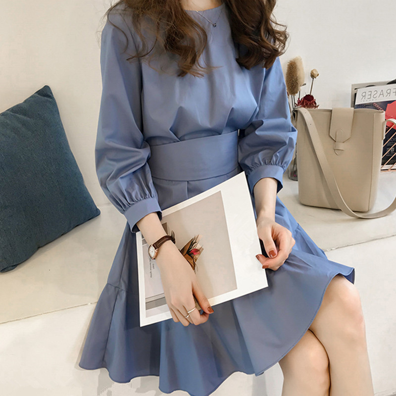 Early autumn new fat sister slim medium and long base shirt large size women's long sleeve jacket belly waist dress