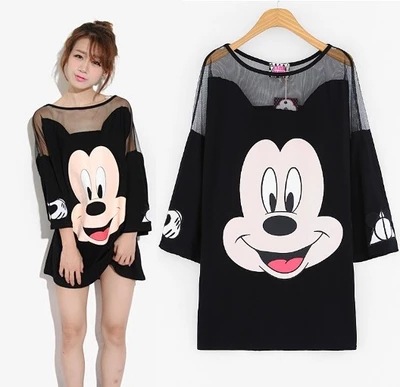 2020 Summer new Korean version of women's clothing Cartoon Printed Short Sleeves Super Size Loose 200 catty Overweight Overweight women