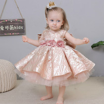Baby girl one year old dress baby girl princess dress catch week birthday party pink dress