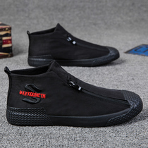 High bunch shoes mens 2021 spring new Korean version trends 100 hitchhiking shoes students shoes mens casual canvas mens shoes