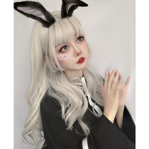 Wig female summer gradient granny gray medium long slightly curly hair Lolita Japanese daily cos spice girl wig headgear