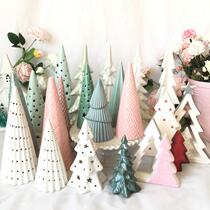 Minima Nordic American countryside Home Courtyard Decoration Handicraft Simulation Scenarios Ceramic Christmas Tree Pendulum night light