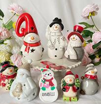 Brief Nordic American Countryside Home Courtyard Emulation Scenario Ceramic Snowman Santa Christmas Decorative Pendant