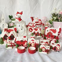 Christmas Decorations Ceramics House Santa Wind Light Candlelit Night Light Blemish Tsell All With Ice Cracks Discreet