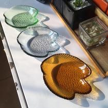 Creative cutlery glass Saucer Dish Ice Cream Saucer Salad Fruit Pan Dessert Snack Dishes Marine Fish Blue and Tea Thrones