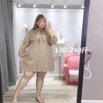 Fat Fat Fat MM Han Edition Cute College Fengru Life Tie Wood in the Ear Dress